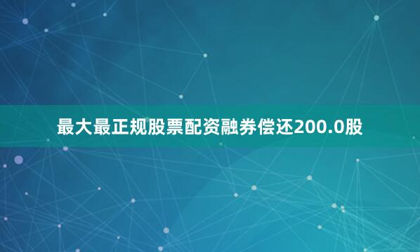 最大最正规股票配资融券偿还200.0股